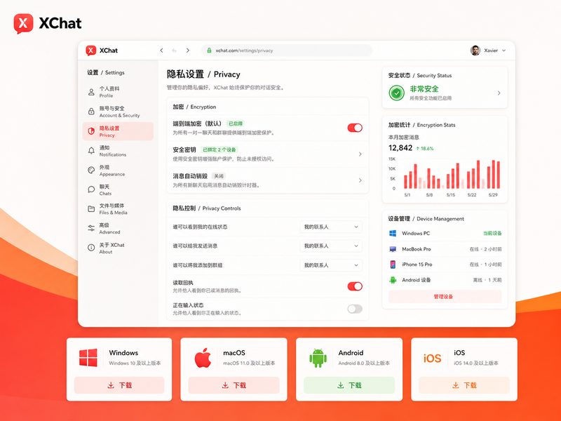 XChat严密的隐私与安全设置面板